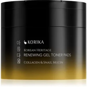 Azonnali szállítás KORIKAKorean Heritage Collagen & Snail Mucin Renewing Gel Toner Pads megújító géles tonizáló vattakorongok