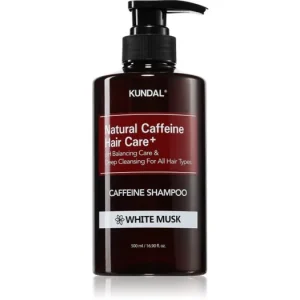 Újdonság KUNDALCaffeine Shampoo White Musk természetes sampon hajhullás ellen