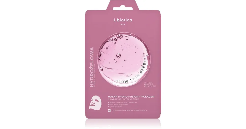 Biztonságos fizetés L’bioticaPGA Hydro Fusion + Collagen intenzív hidrogélmaszk kisimító hatással