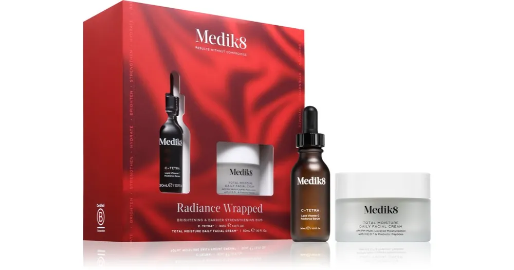 Legjobb ár Medik8Radiance Wrapped ajándékszett élénk és hidratált bőr
