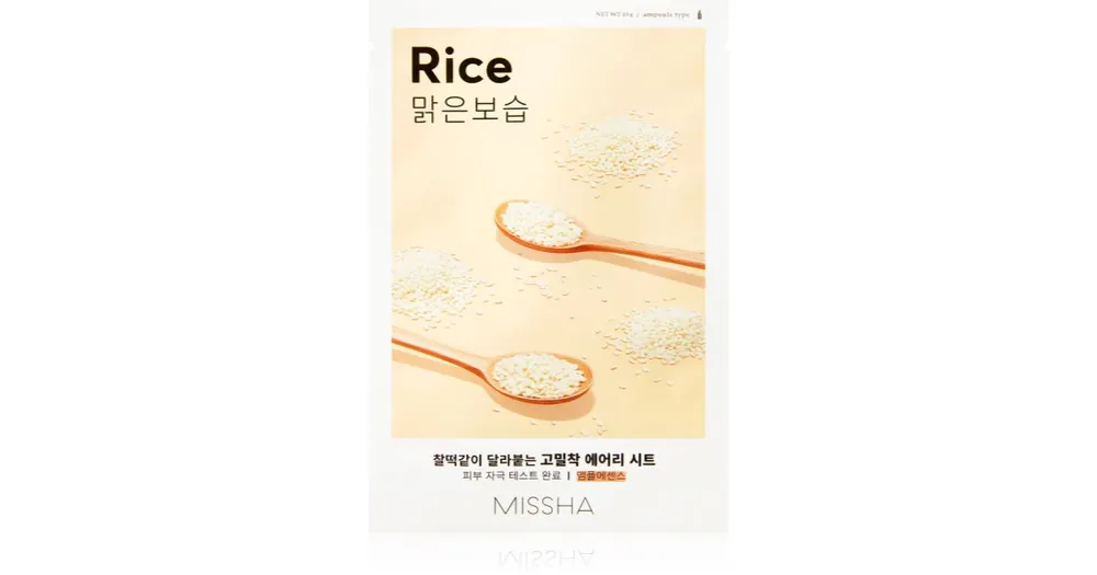MisshaAiry Fit Rice arcmaszk tisztító és frissítő hatással Prémium