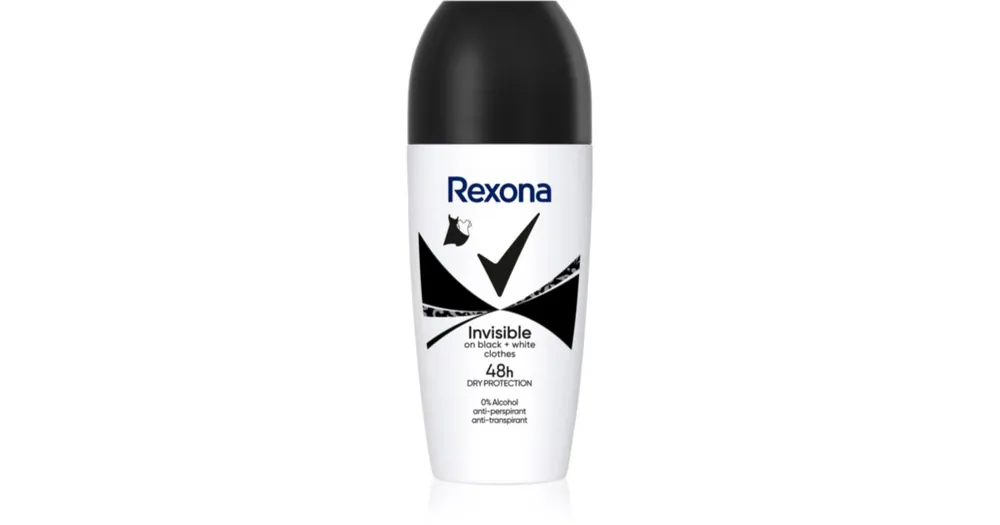 RexonaInvisible Black and White Roll-On golyós dezodor roll-on a fehér és sárga foltok ellen Vedd meg online
