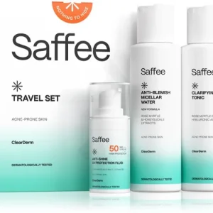 Prémium SaffeeClearDerm Travel Set utazó szett kozmetikumokra a problémás bőrre