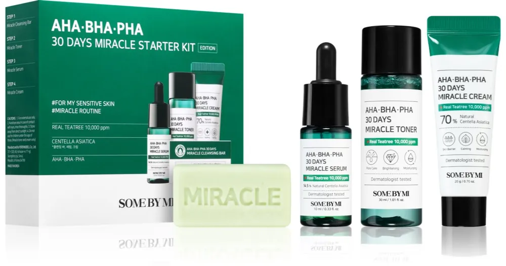Olcsóbb Some By MiAHA∙BHA∙PHA 30 Days Miracle Starter Kit szett problémás és pattanásos bőrre
