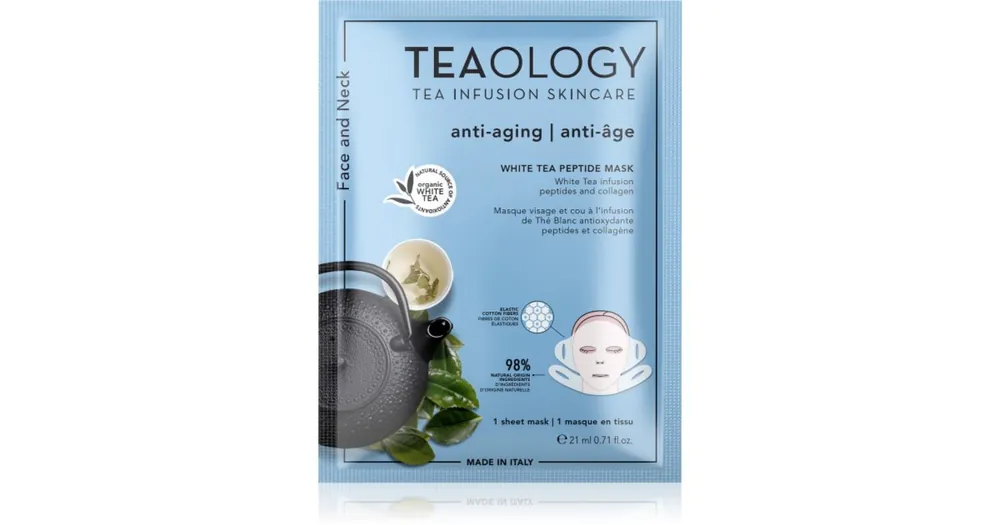 TeaologyWhite Tea Peptide Mask intenzíven nyugtató és bőrélénkítő arcmaszk Újdonság