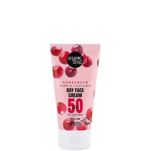 Nézd meg most Organic Shop Áfonya és antioxidáns Fényvédő nappali arckrém zsíros bőrre 50 ml - SPF50