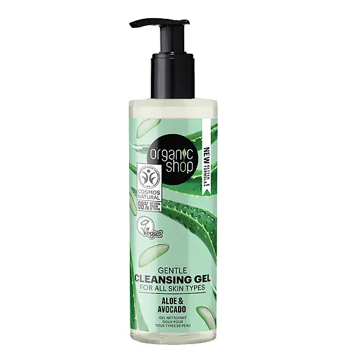 Újdonság Organic Shop Aloe vera és avokádó Gyengéd arctisztító gél 200 ml
