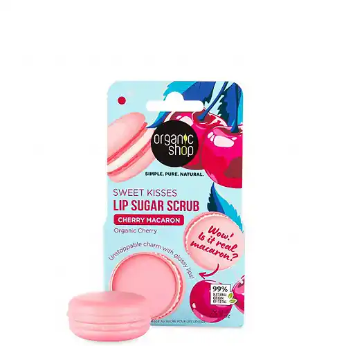 Gyors kiszállítás Organic Shop Cseresznyés macaron Cukros ajakradír 10 ml