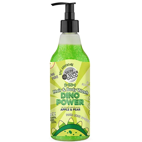 Skin Super Good Dino Power 2 in 1 tusfürdő és sampon almával és körtével 500 ml Olcsó